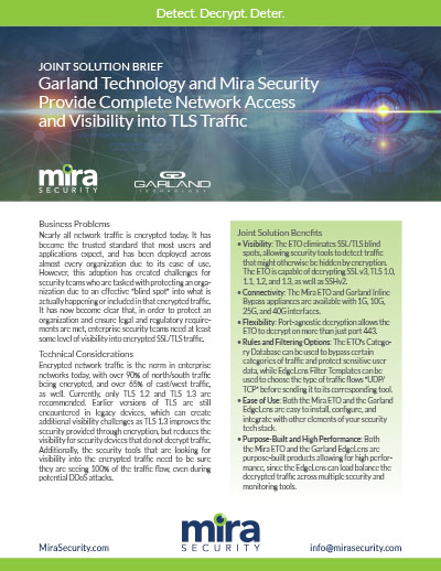 Mira Security / Garland Technology Joint Solution Brief